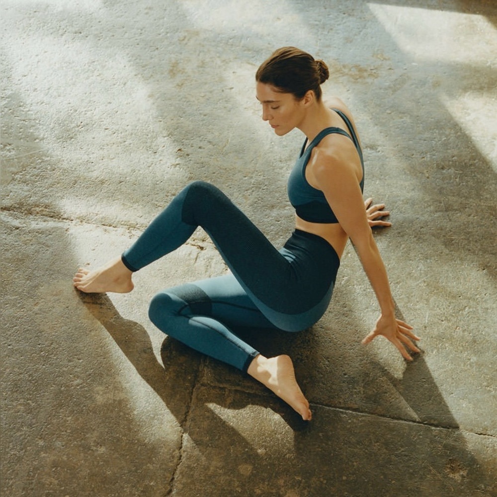 COS Seamless Performance Leggings | Forest Green Marl | Compression | Size Small